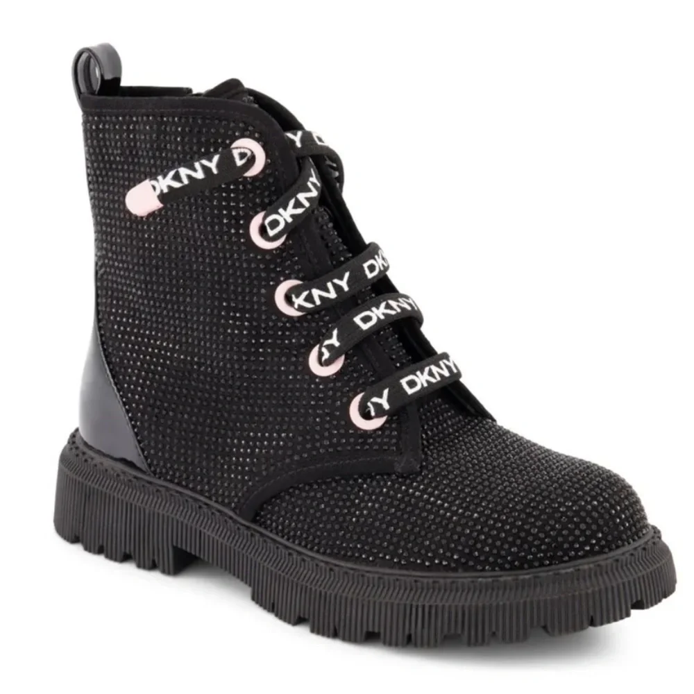 DKNY Girls Ava Speed Moto Sparkle Boots Size 4 NWOT